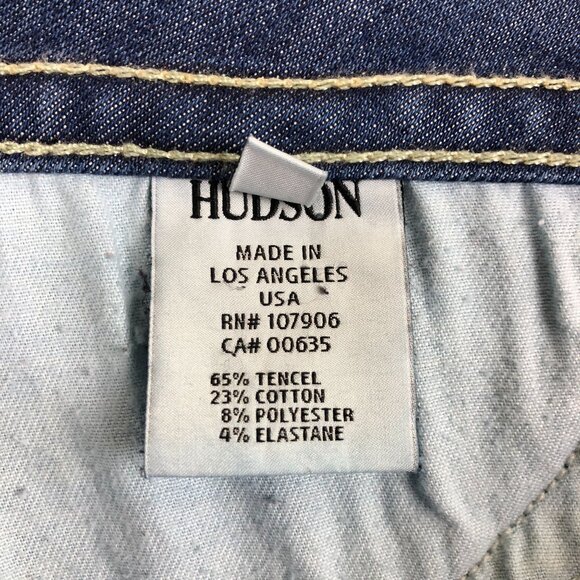 Hudson Flare Jeans Sz 29 Low Rise Signature Logo Flap Pockets 2 Button Zip 30x29 - Picture 12 of 12